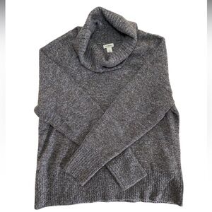 Womens L.L. Bean Slate Marled Blue Grey Turtleneck Sweater Size L